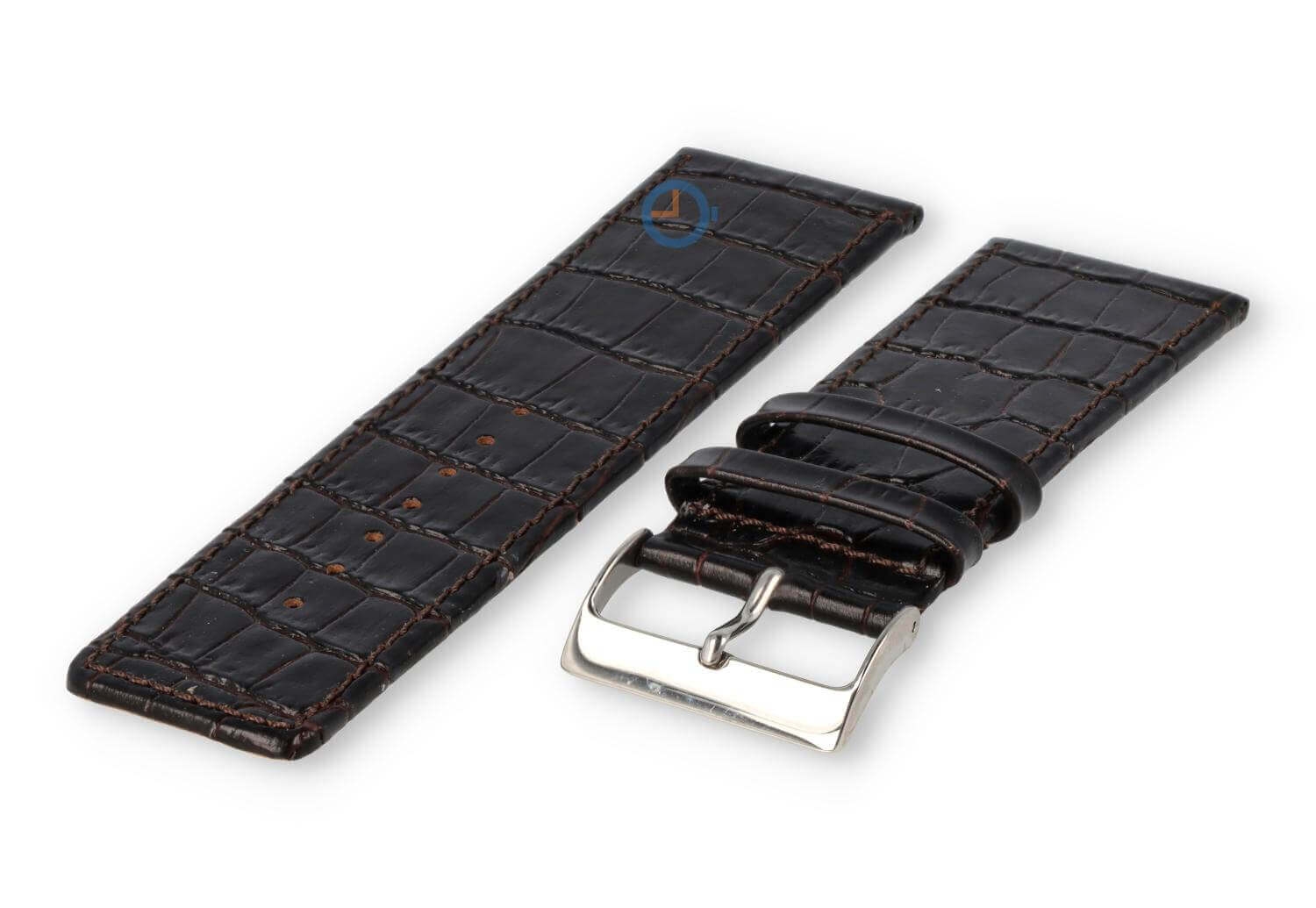 Luxus Kroko Uhrenarmband - 30mm - dunkelbraun