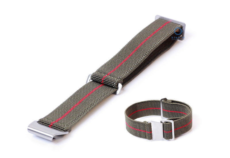 Elastische Nylon Uhrarmband 20mm Armeegrün - Rot