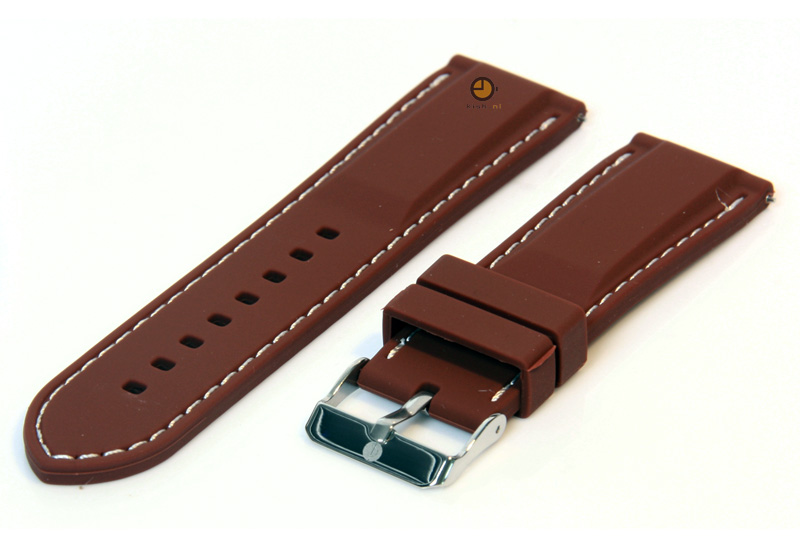 Uhrenarmband 24mm Braun Silikon mit Quick - Release