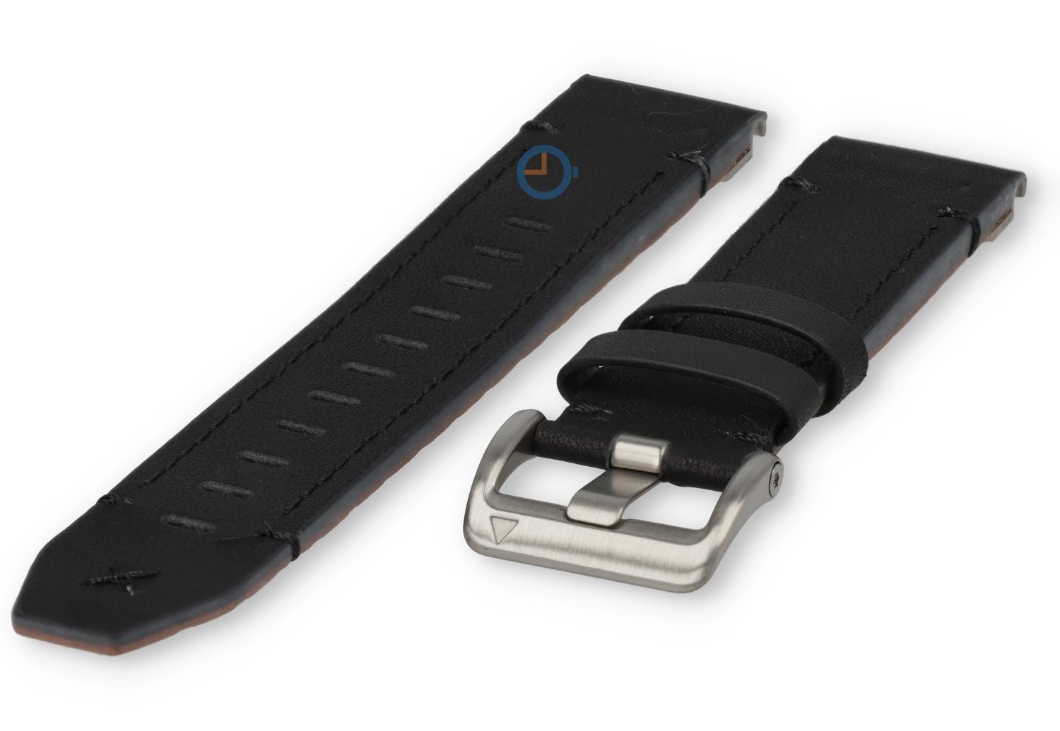 Premium Leder Band für Garmin Approach S70 - 47mm - schwarz/silber