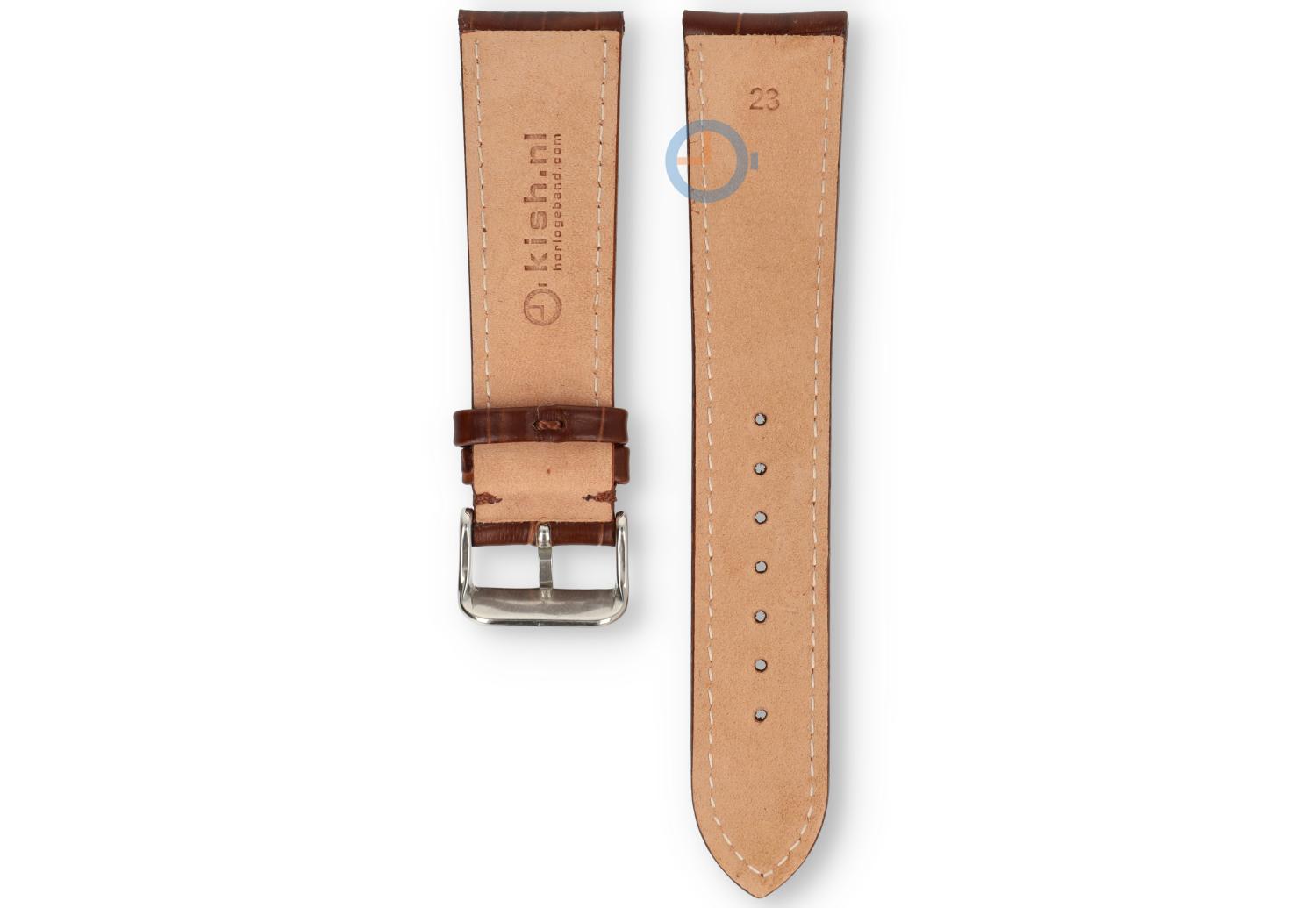 Horlogebandje 23mm - croco leer - cognacbruin