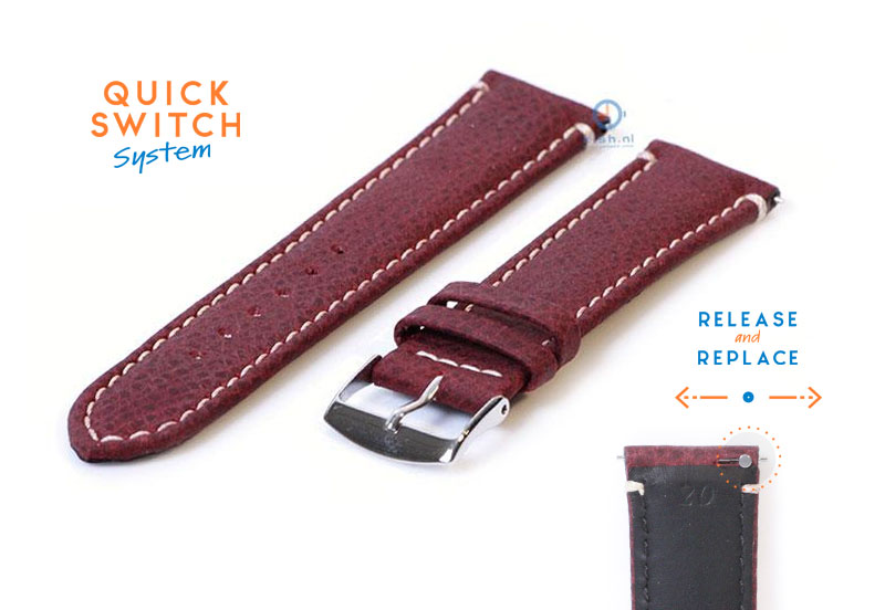 Uhrenarmband 20mm Bordeaux Leder