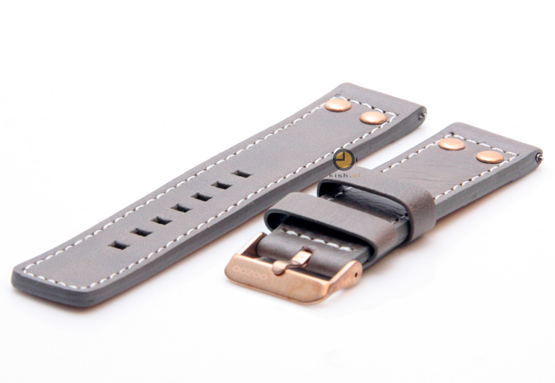 Oozoo Uhrenarmband 22mm Grau Leder