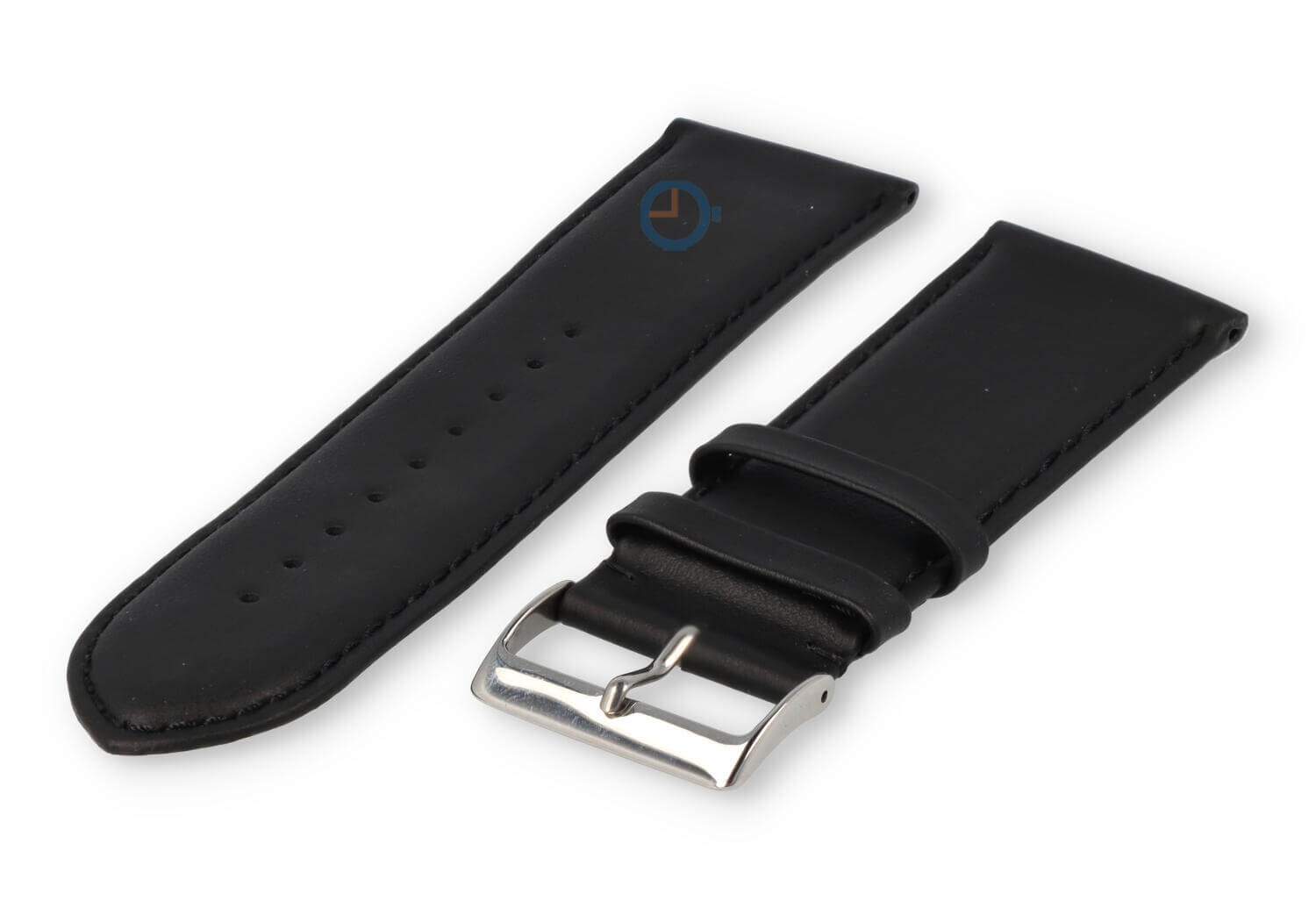 26mm Uhrenarmband glatt Leder - schwarz
