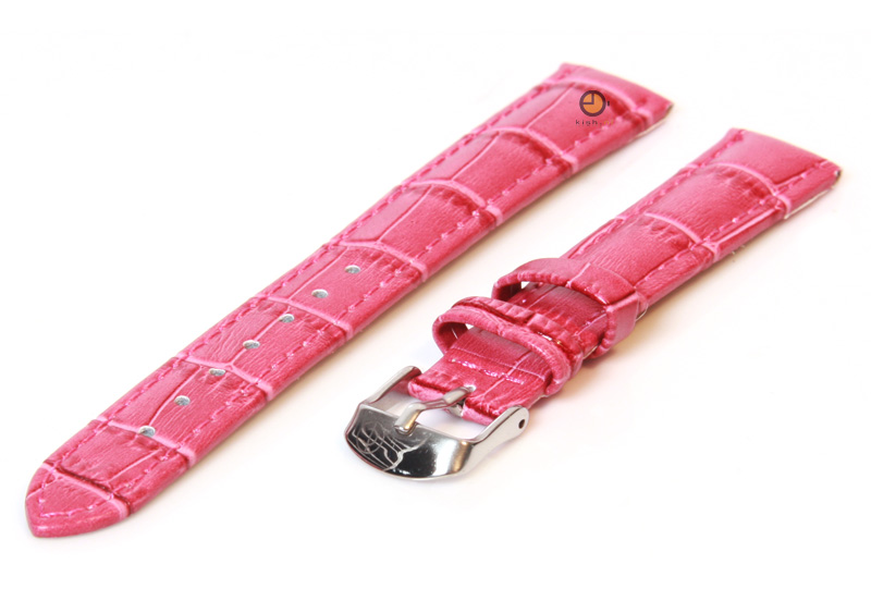 Uhrenarmband 14mm fuchsia Leder mit Kroko - Druck
