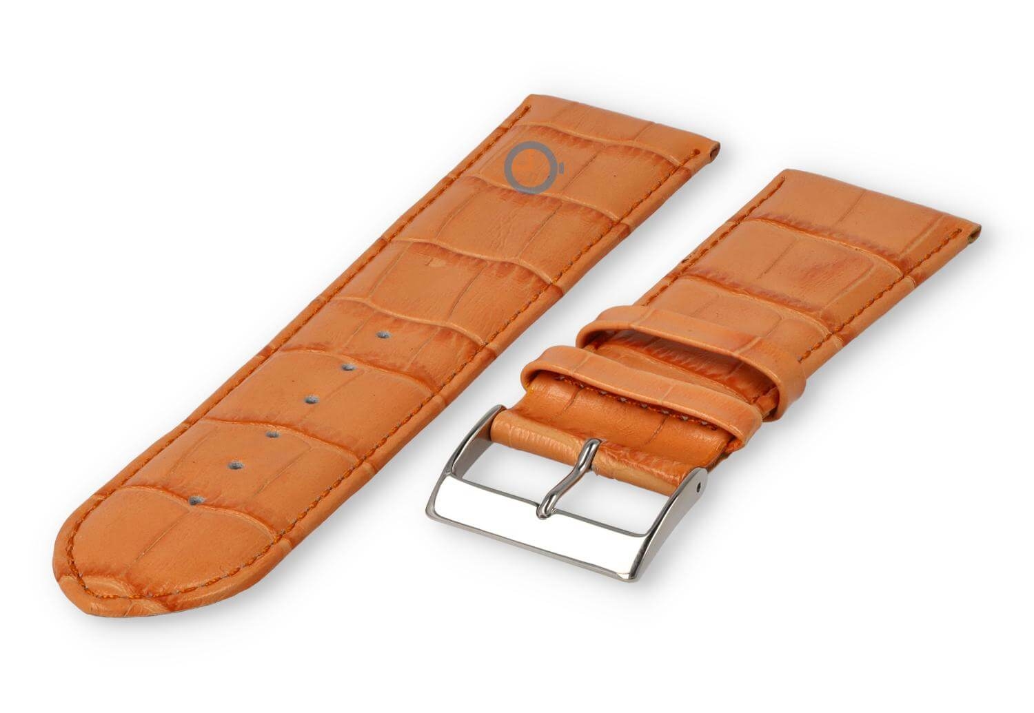 Gepolstertes Kroko - Lederband - 24mm - Orange