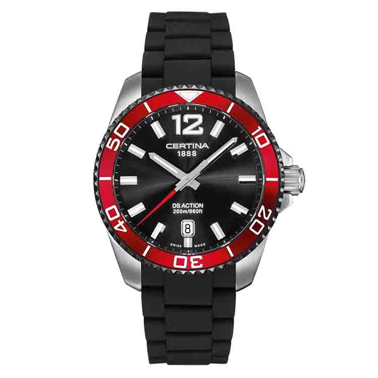 Certina Band C0134102705700A schwarzes Kautschuk ohne Schließe