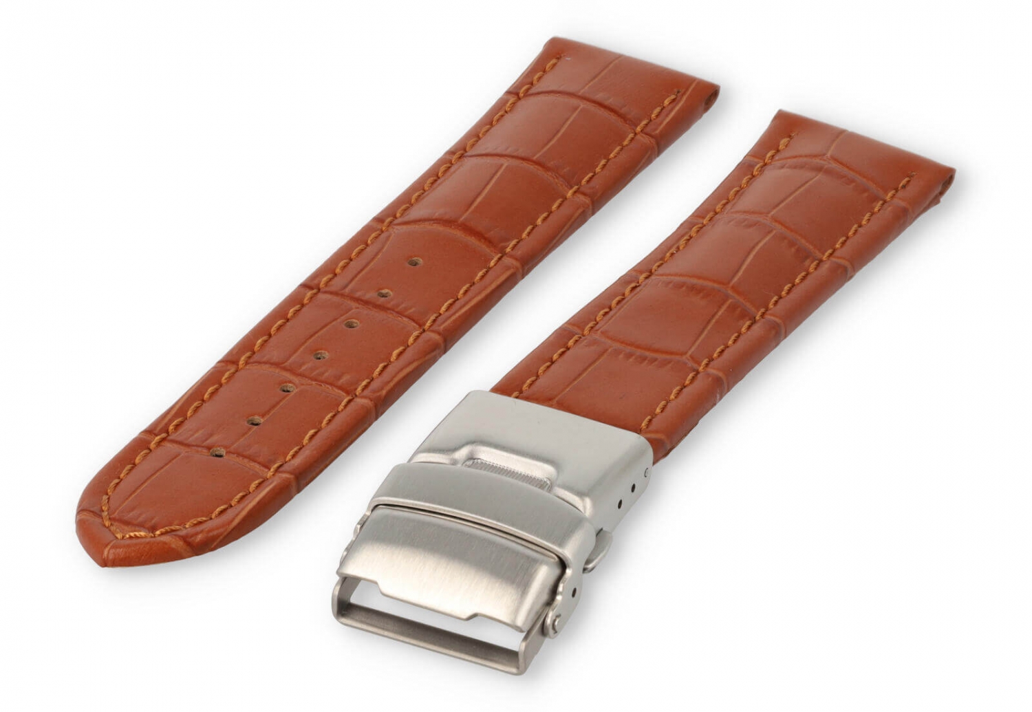 Uhrenarmband mit Faltschließe 20mm hellbraunes Leder