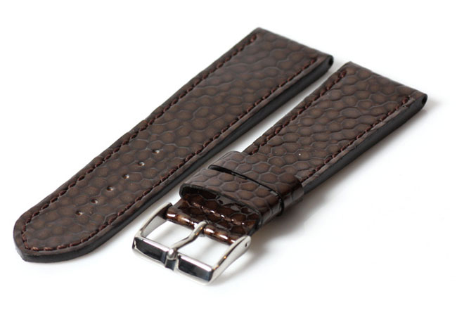 Uhrenarmband 20mm Braun Leder mit Stingray-Druck
