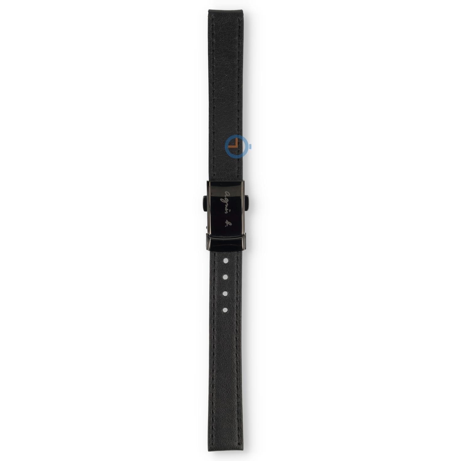 Universal 13mm schwarzes Leder Uhrenarmband mit Faltschließe - Agnis B