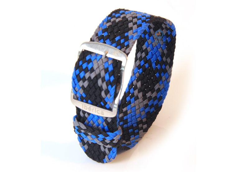 Perlon Uhrenarmband 20mm blau - grau - schwarz