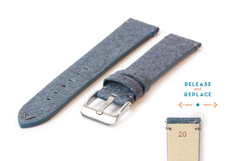 Vegan Uhrenarmband 20mm blau