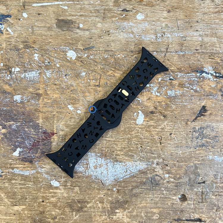 Letter siliconen bandje - Apple Watch 45mm - Zwart