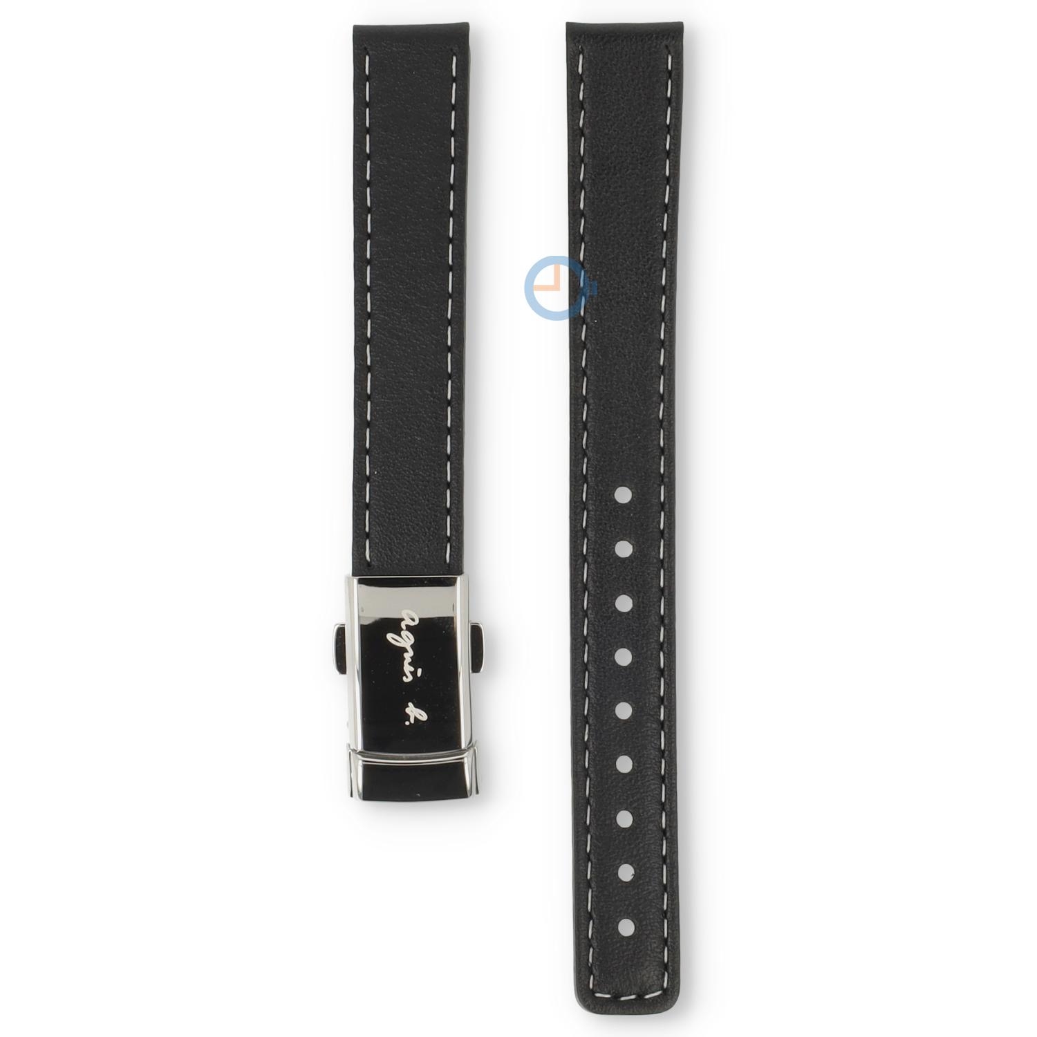 Universal 13mm schwarzes Leder Uhrenarmband mit Faltschließe - Agnis B