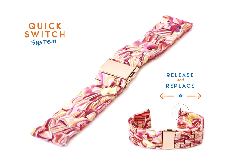 20mm resin Uhrenarmband - Zuckerstange pink