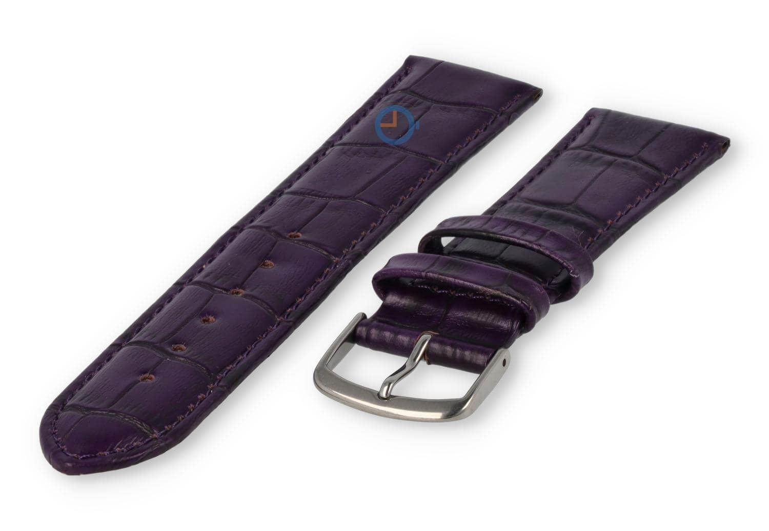 Kroko - Lederband - 20mm - aubergine