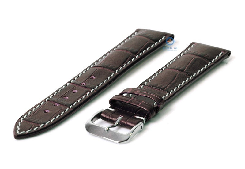 Uhrenarmband 20mm Leder braun mit Kroko - Druck