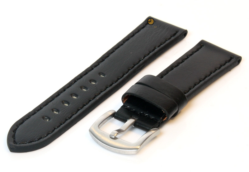 Vintage Uhrenarmband 20mm Schwarz Leder