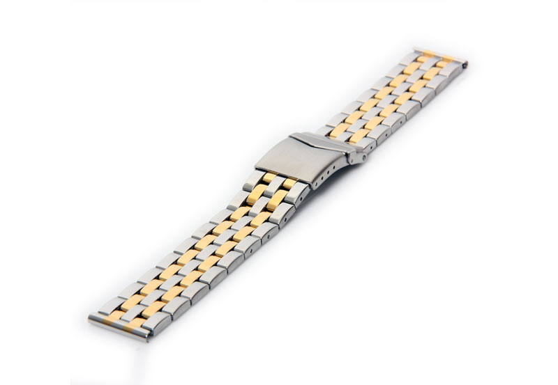 Uhrenarmband 22mm Gold/Silber Stahl