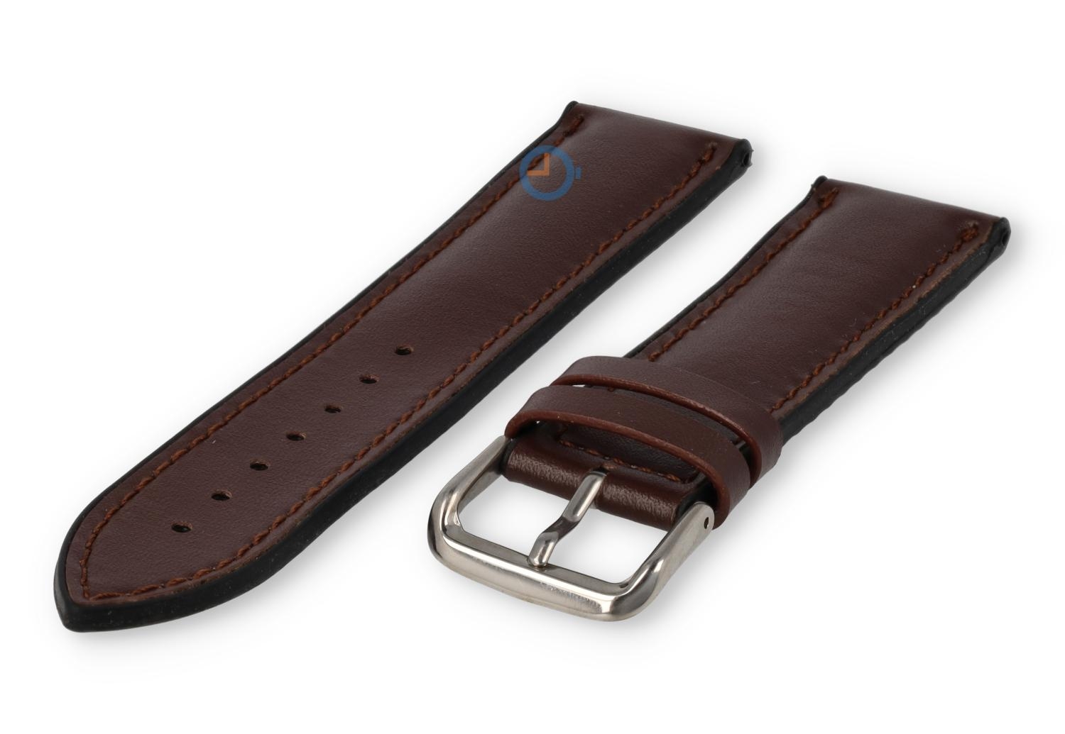 Uhrenarmband 22mm Gummi mit Lederoberschicht Dunkelbraun