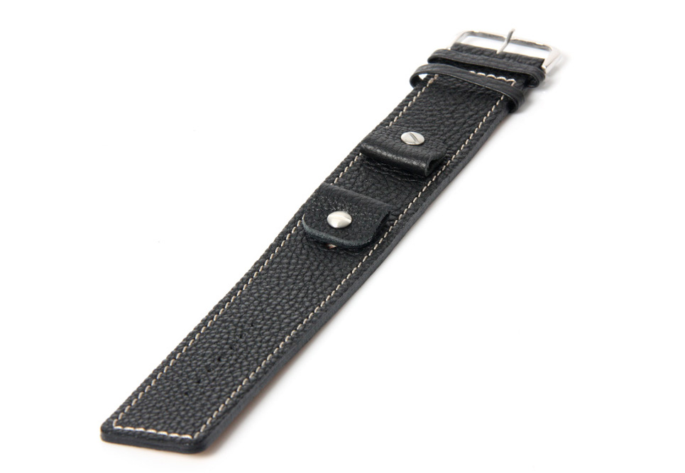 Uhrenarmband 22mm Schwarz Leder