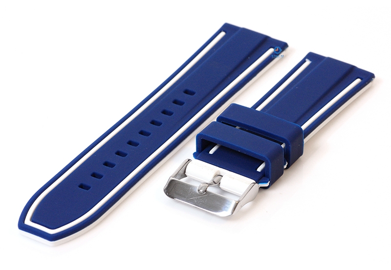 Silikon Uhrenarmbänder 26mm blau/weiß (umdrehbar)