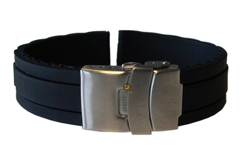 Uhrenarmband 20mm Schwarz Kautschuk