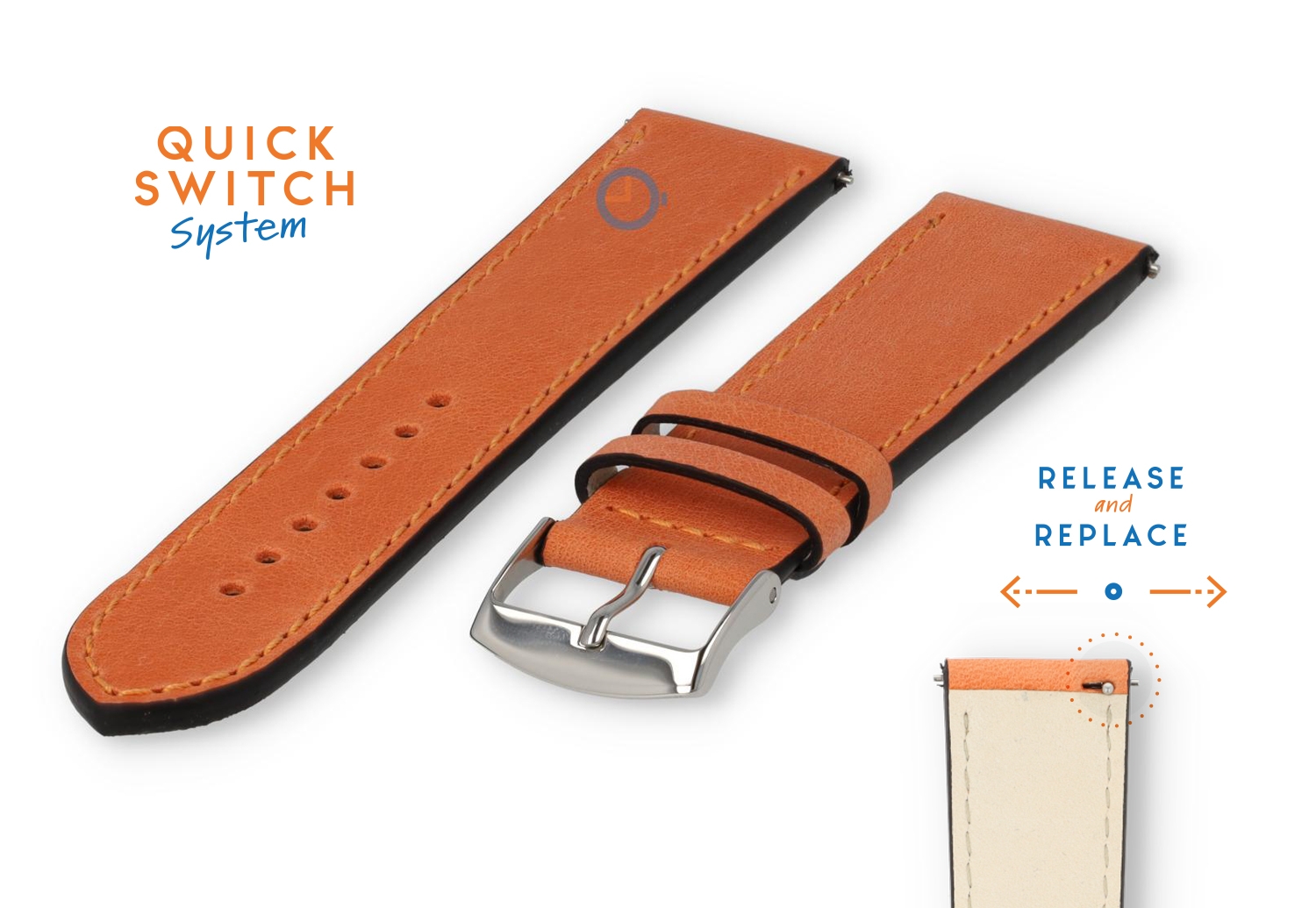 Uhrenarmband 22mm orange Kalbsleder