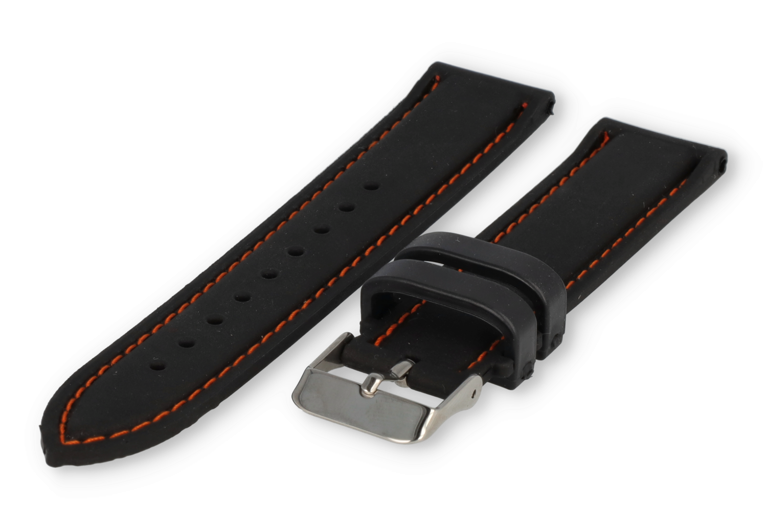 Uhrenarmband 20mm Silikon Schwarz/Orange