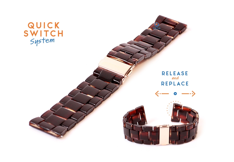 20mm resin Uhrenarmband - turtle dunkles braun
