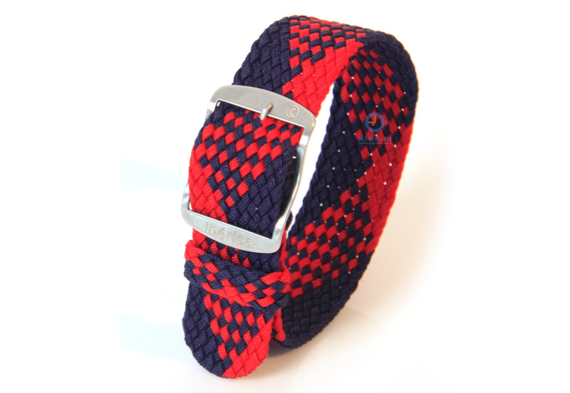 Perlon Uhrenarmband 20mm blau - rot