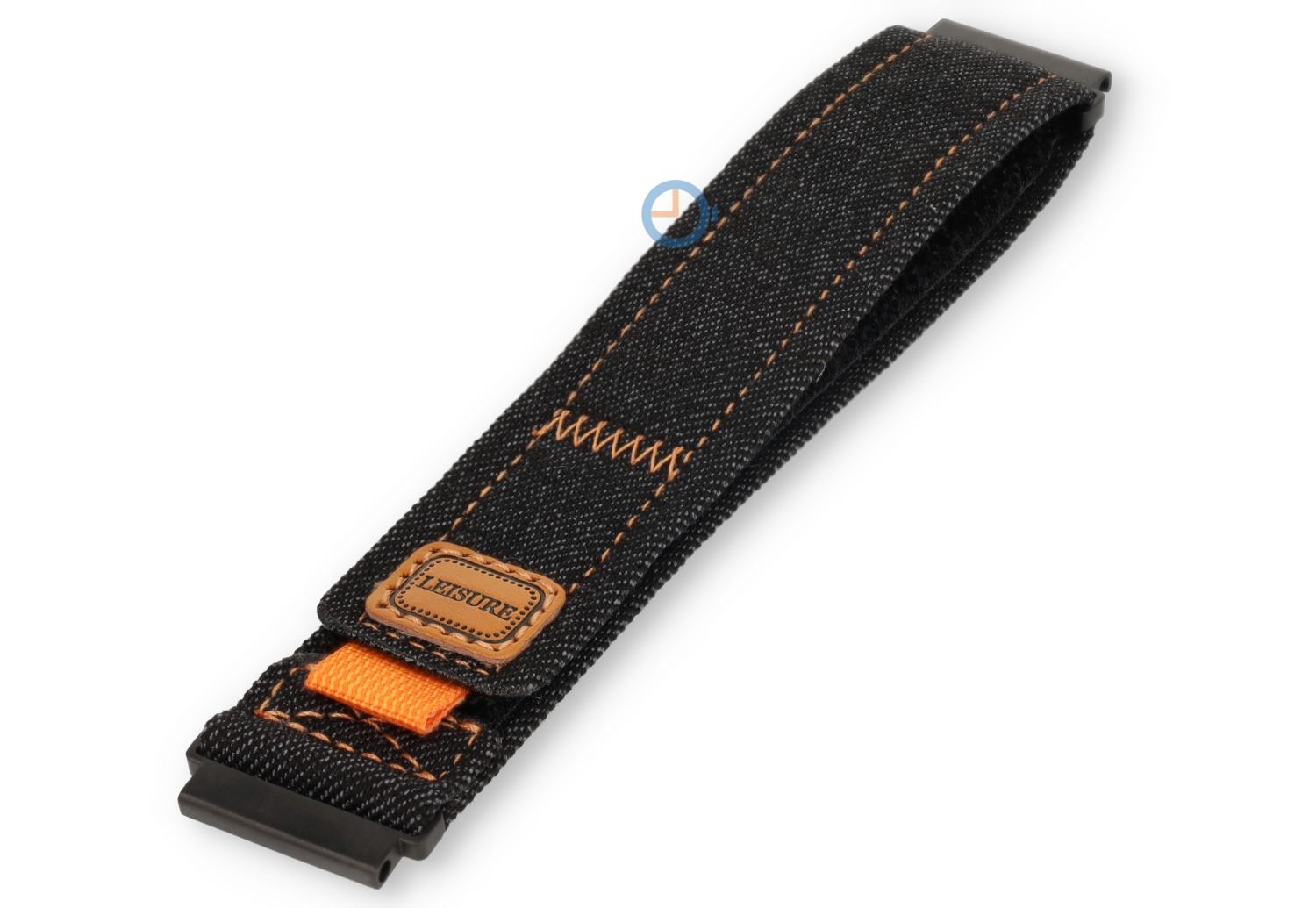 Schwarzes Jeansstoff Uhrenarmband - 20mm - Klettverschluss