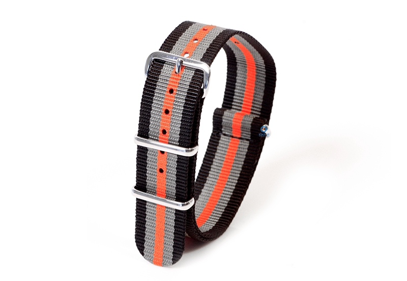 Textil Nato Strap - schwarz/grau/orange