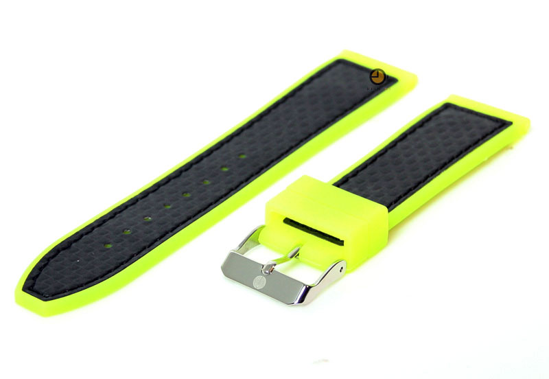 Uhrenarmband 24mm neonGelb - Schwarz Silikon mit Pigmentdruck