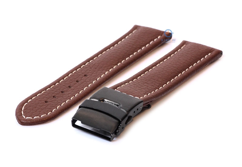 Gisoni Uhrenarmband 20mm braun Leder mit schwarze Faltschließe