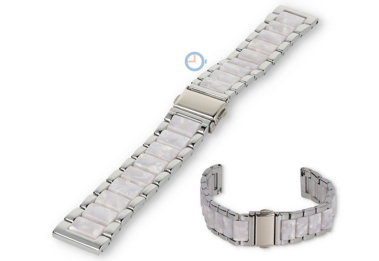20mm Marmor Band Stahl mit Kunststoff - silberfarbig/weiß