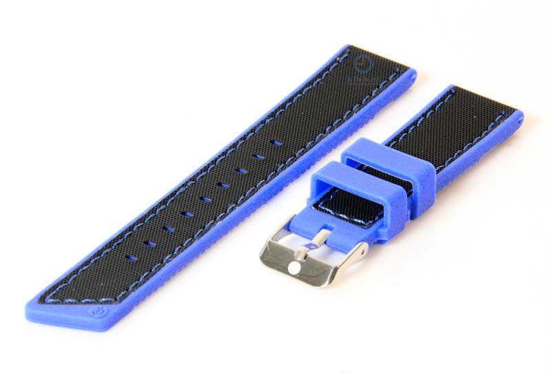 Uhrenarmband aus Silikon 20mm schwarz - blau