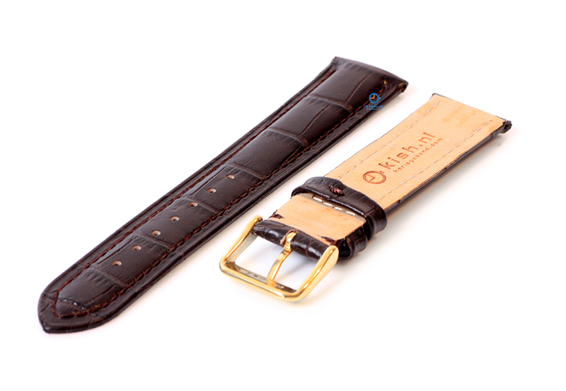 Luxe Hamilton Uhrenarmband dunkelbraun leder  - gold - 18mm