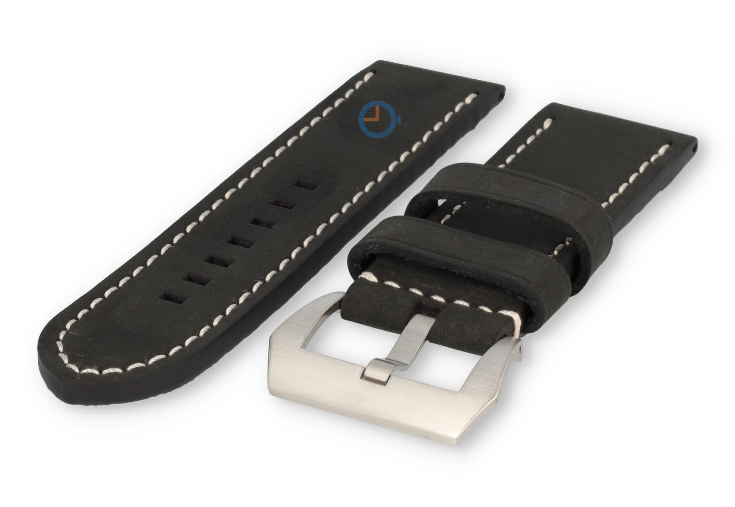 Wasserabweisendes Uhrenarmband aus Leder - 26mm - schwarz