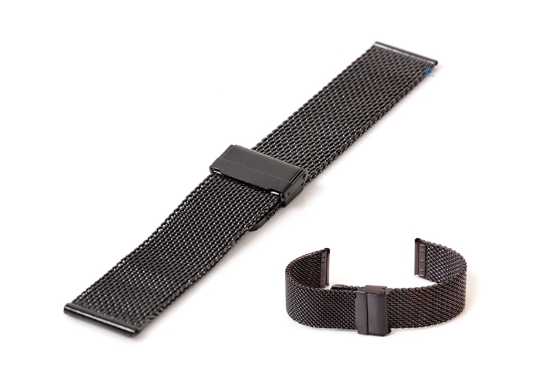 Milanese Armband - 24mm schwarz (grof)