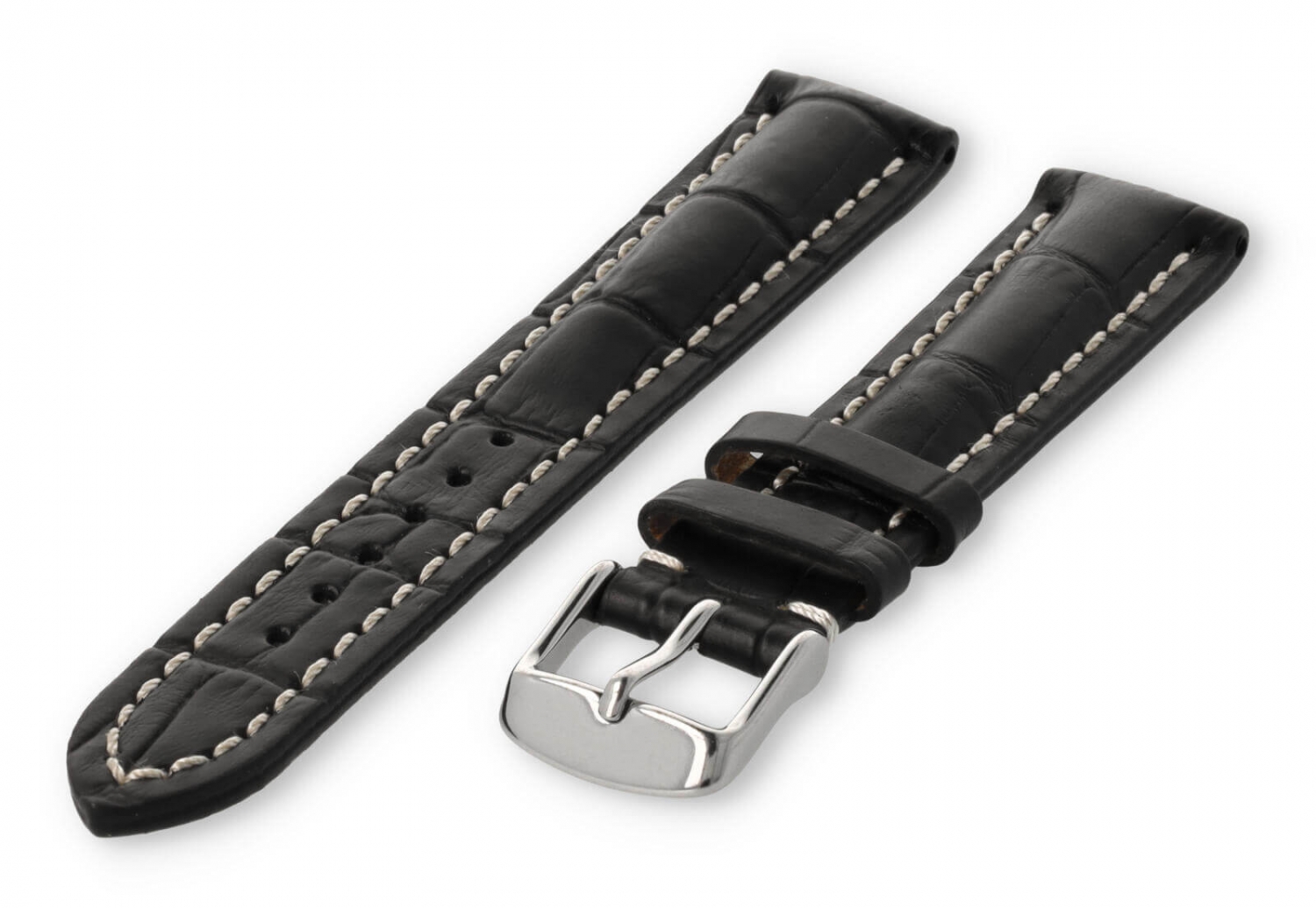 Uhrenarmband mit krokoprint 18mm schwarzes Leder