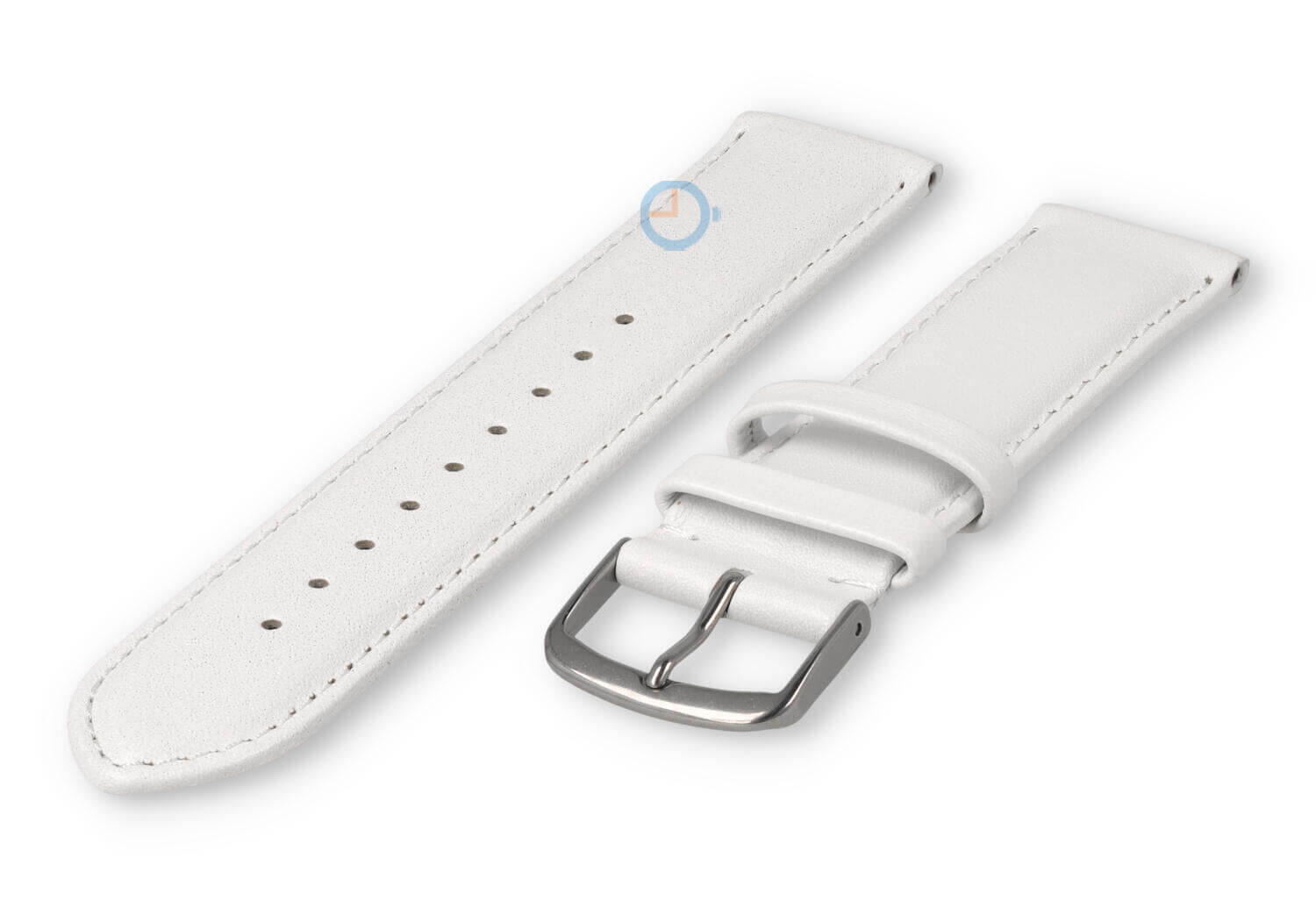 20mm Lederband mit Naht - weiß