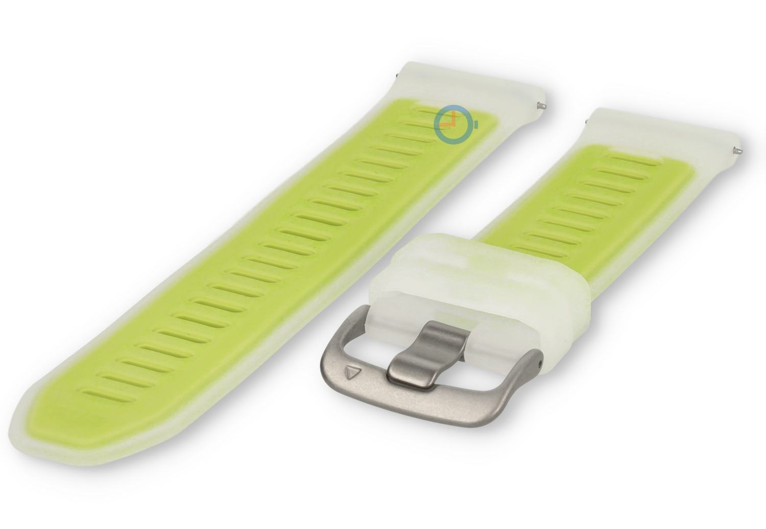 20mm Uhrenarmband Silikon - transparent/knallgrün