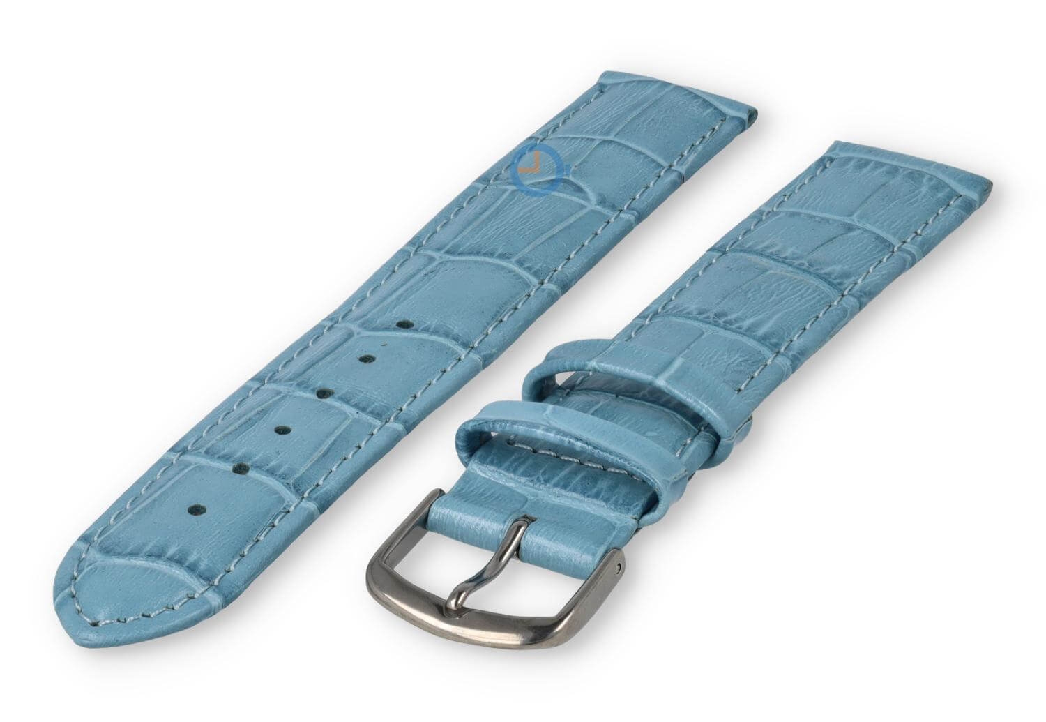Krokoleder Extra langes Uhrenarmband - 18mm - eisblau