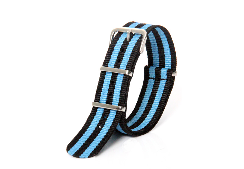 Uhrenarmband 22mm Blau/schwarz Nylon