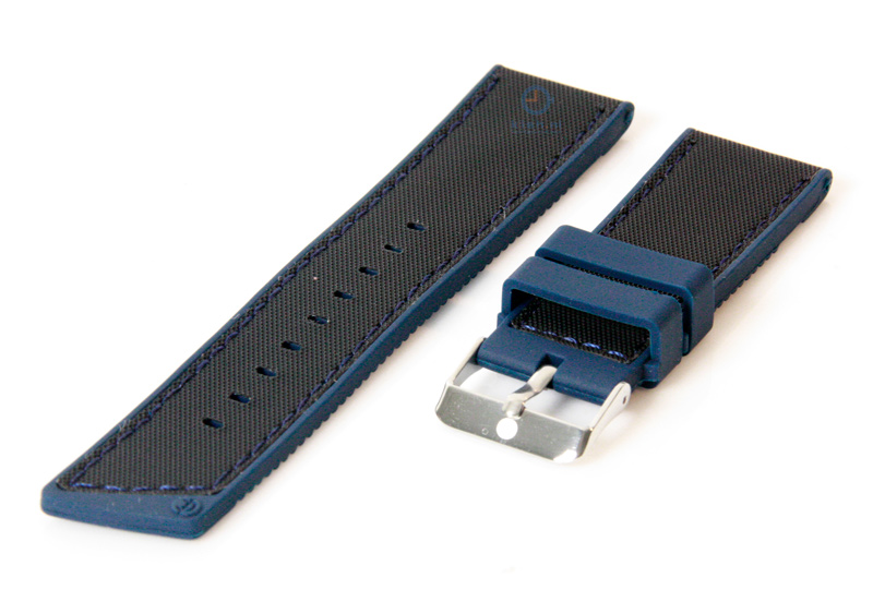 Uhrenarmband aus Silikon 24mm schwarz - dunkelblau