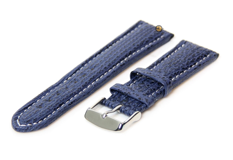 Uhrenarmband 18mm Blau Leder mit Hai-Druck