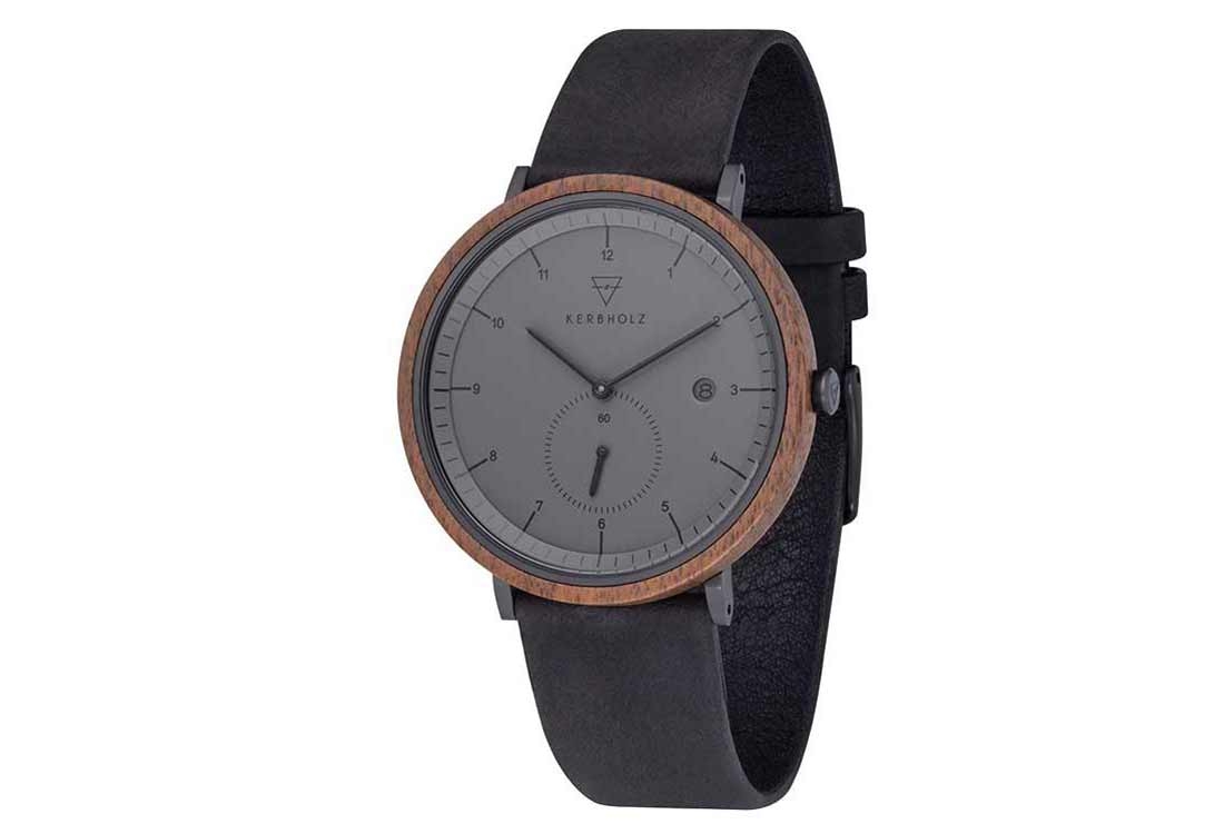 Kerbholz horlogeband Anton Walnut Midnight Black