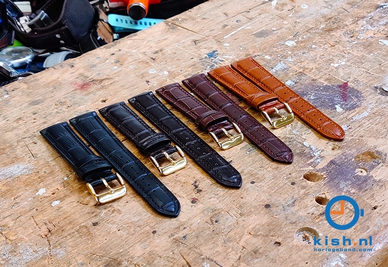 Quick Switch horlogeband 16mm bruin leer - gouden gesp