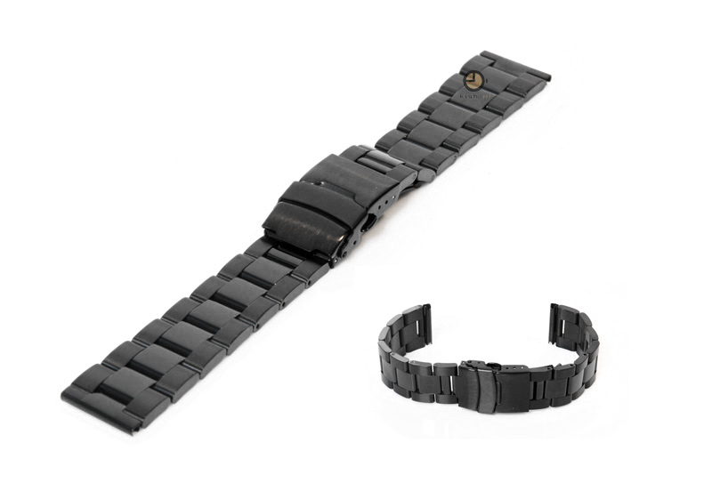 Uhrenarmband 18mm Schwarz Stahl poliert (teilweise)